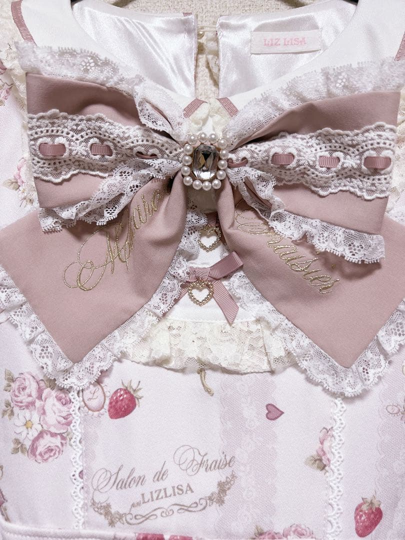 LIZLISA リズリサ Salon de Fraise 柄ワンピース ピンク