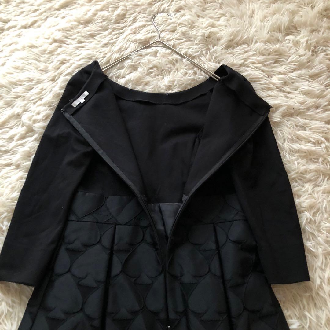 極美品✨トゥービーシック【38】異素材ドッキングワンピース　可愛いスペード柄　黒