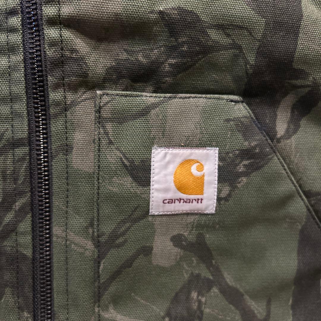 【美品】Carhartt 高級ダックベスト キルティング リアルツリー柄 古着