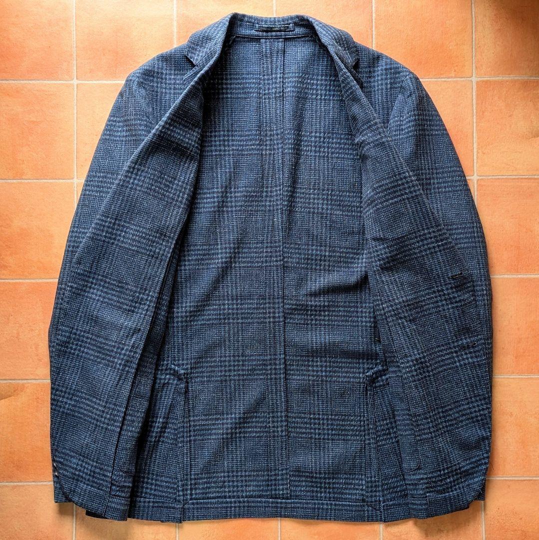 【近年モデル】LARDINI ジャケット ネイビー コットン リネン チェック