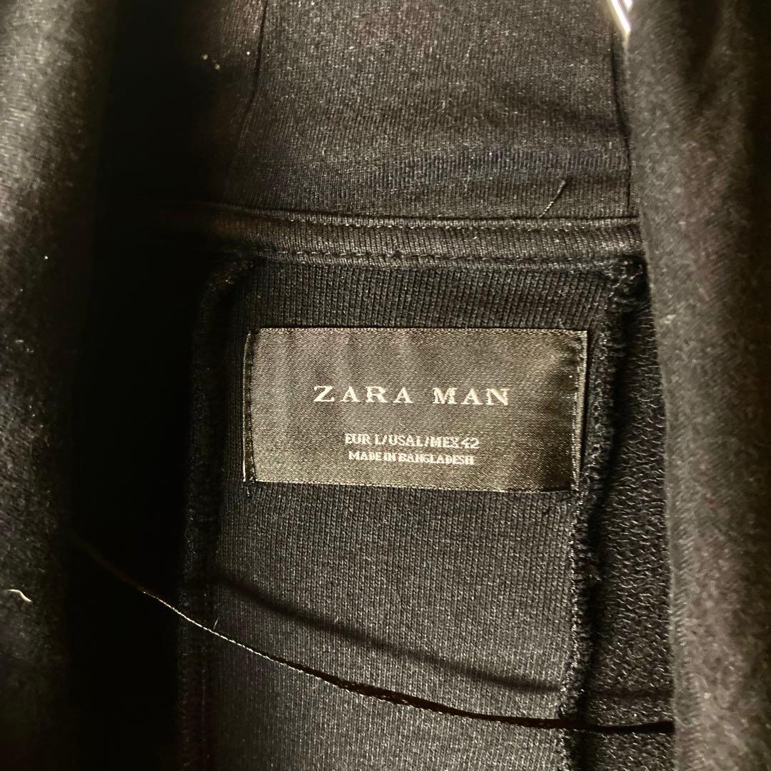 ZARAザラ スウェット素材ブラックガウンデザインモッズコートゆったりサイズ