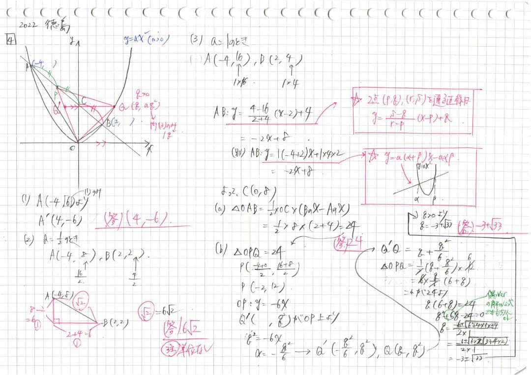 塾講師オリジナル数学解説 全問動画付 徳島 公立高校入試 2022～24 過去問