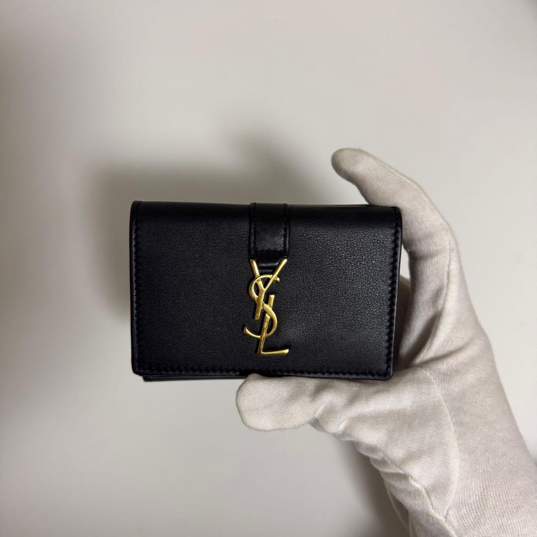 SAINT LAURENT YSLライン オリガミ タイニーウォレット　ブラック