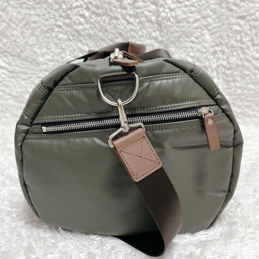 希少　HEAD PORTER レザー　ボストンバッグ　カーキ　ショルダー　大容量