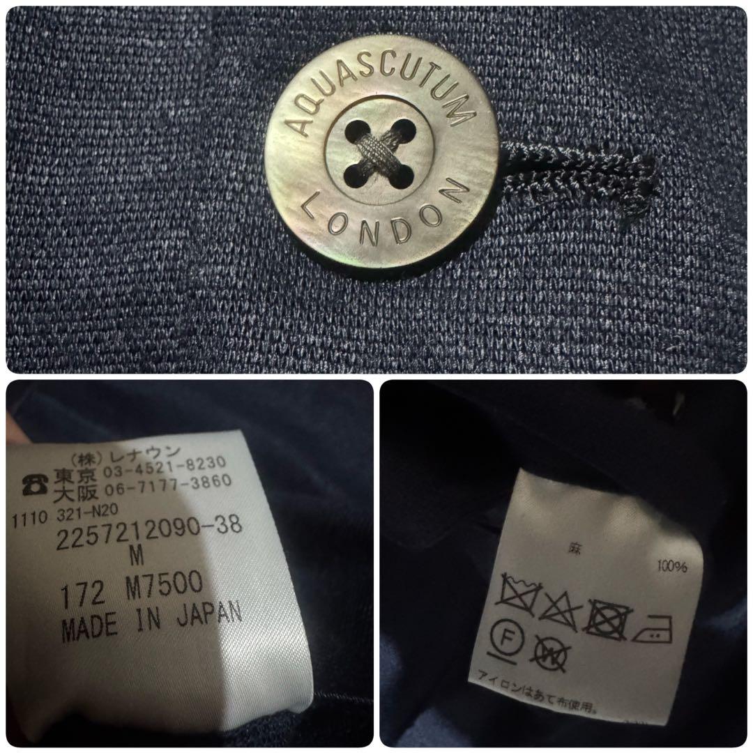 Aquascutum 日本製 リネン100% ネイビー　サマージャケット　麻