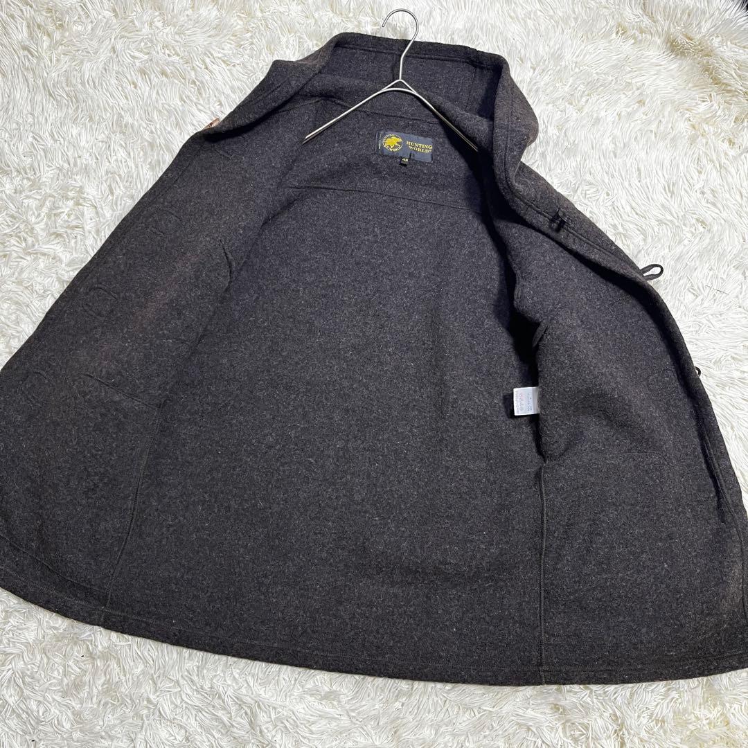 HUNTING WORLD ダッフルコート ダークグレー フーディー　ウール混