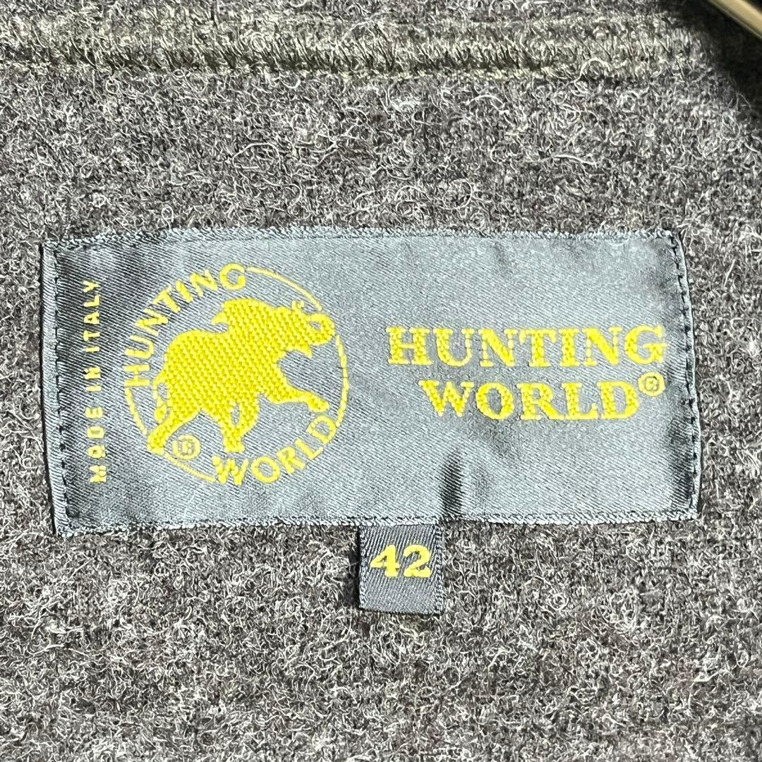 HUNTING WORLD ダッフルコート ダークグレー フーディー　ウール混