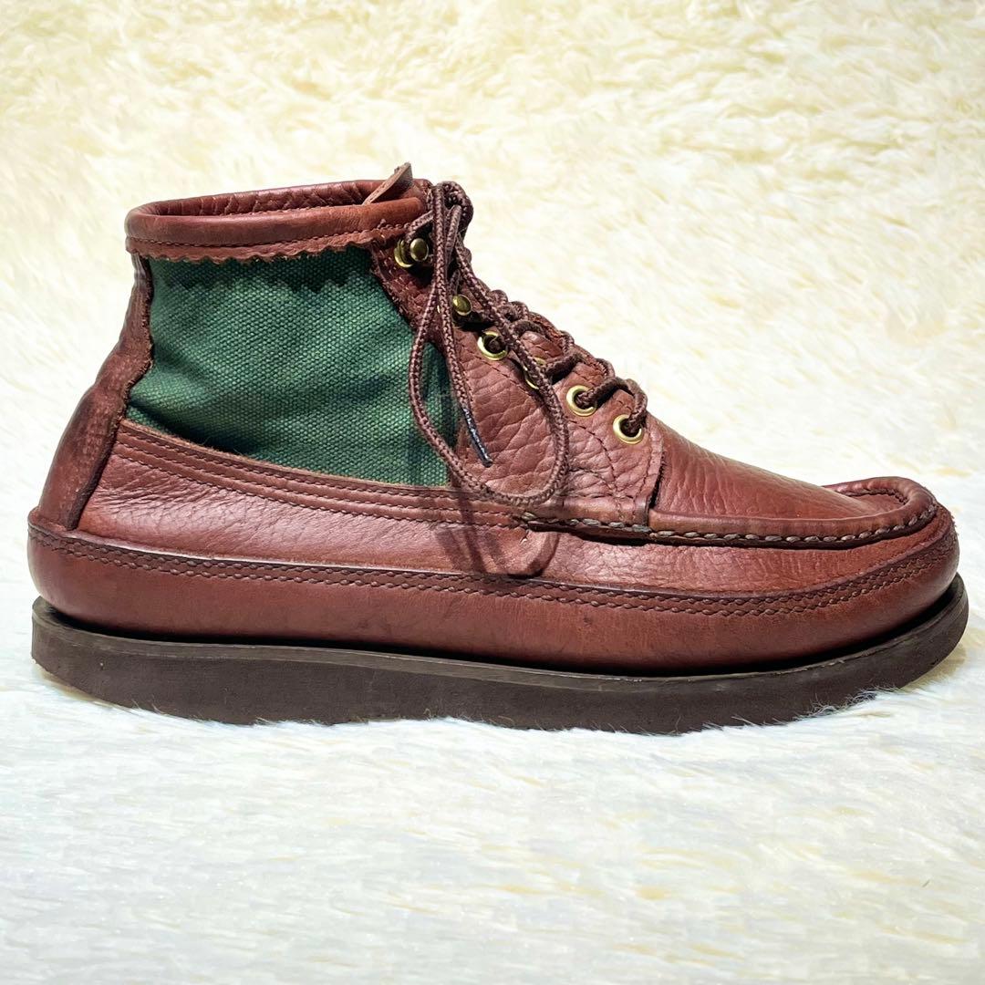 超希少！☆ラッセルモカシン　ショート サファリ 25㎝　本革　ブラウン×グリーン