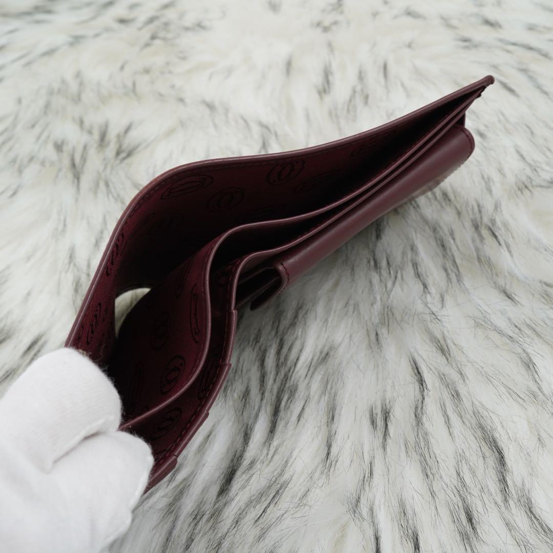 未使用品　Cartier カルティエ　二つ折り財布　マストライン　ボルドー
