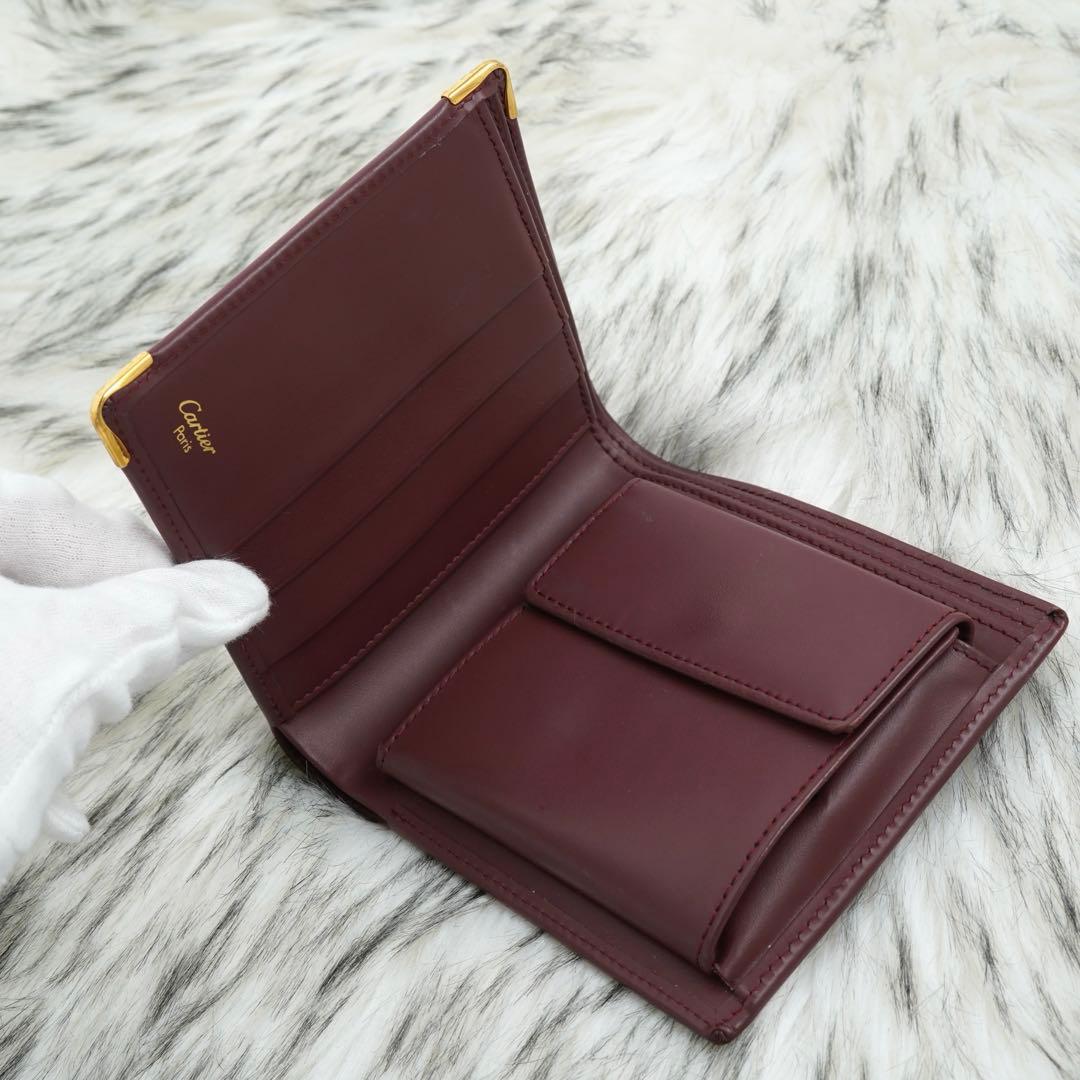 未使用品　Cartier カルティエ　二つ折り財布　マストライン　ボルドー
