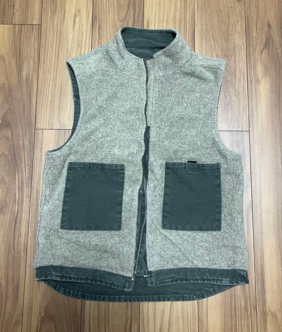モスグリーン　Carhartt カーハート　　 裏ボア ベスト ダック コットン