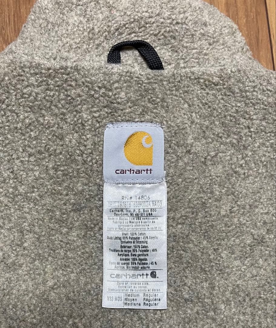 モスグリーン　Carhartt カーハート　　 裏ボア ベスト ダック コットン