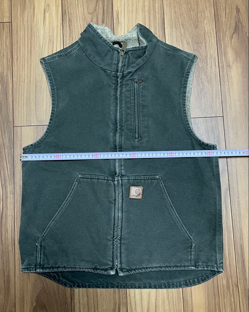 モスグリーン　Carhartt カーハート　　 裏ボア ベスト ダック コットン