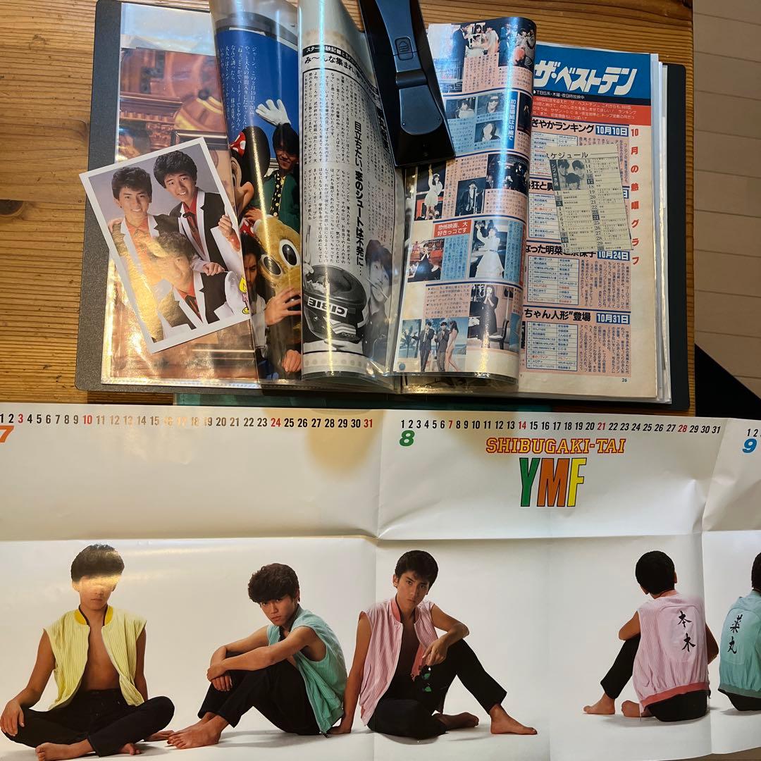 シブガキ隊　雑誌切り抜き　ファイル2冊　超レアな当時の振り付け、歌詞のメモあり！