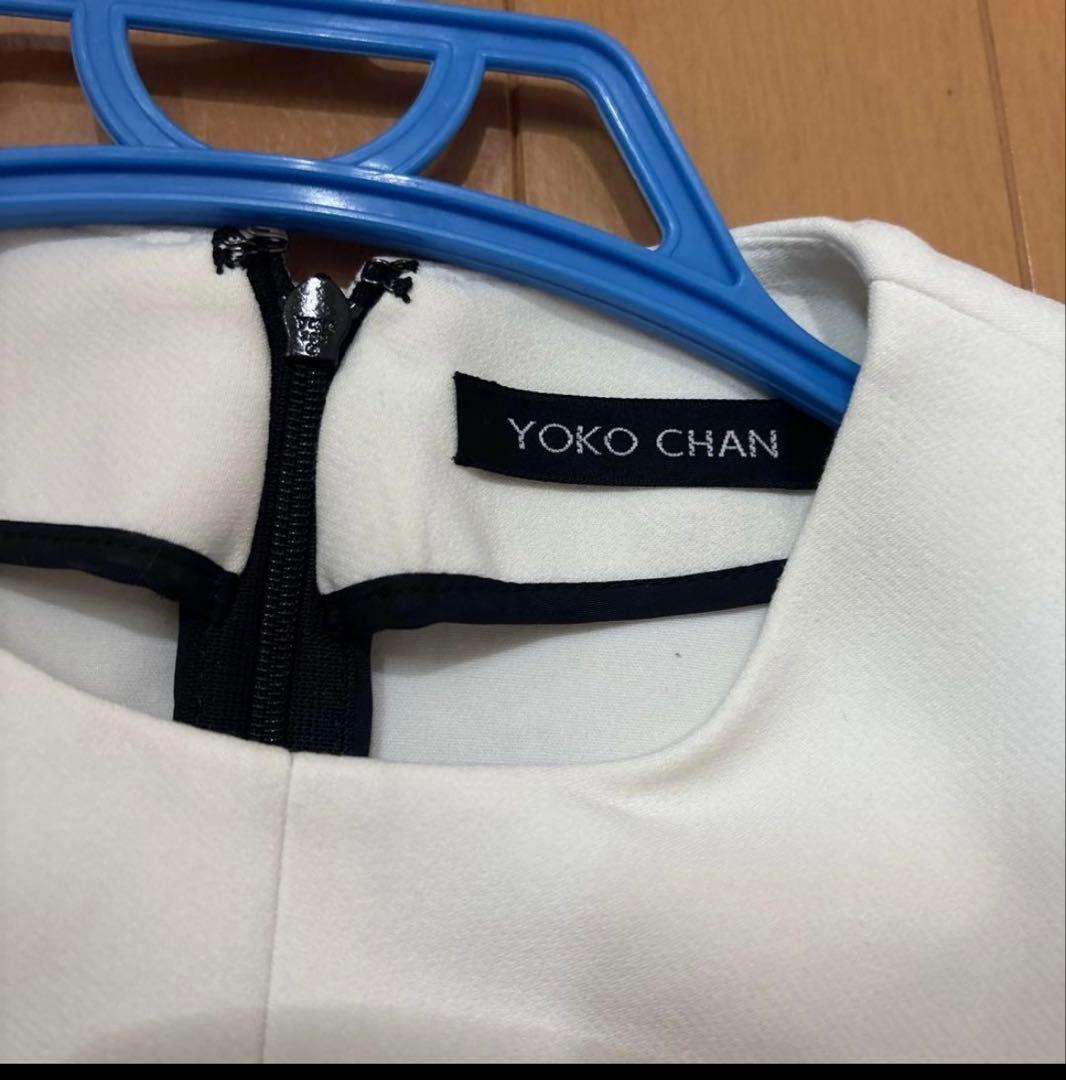 YOKO CHANフレンチスリーブ 裾ギャザー ワンピース ホワイト36