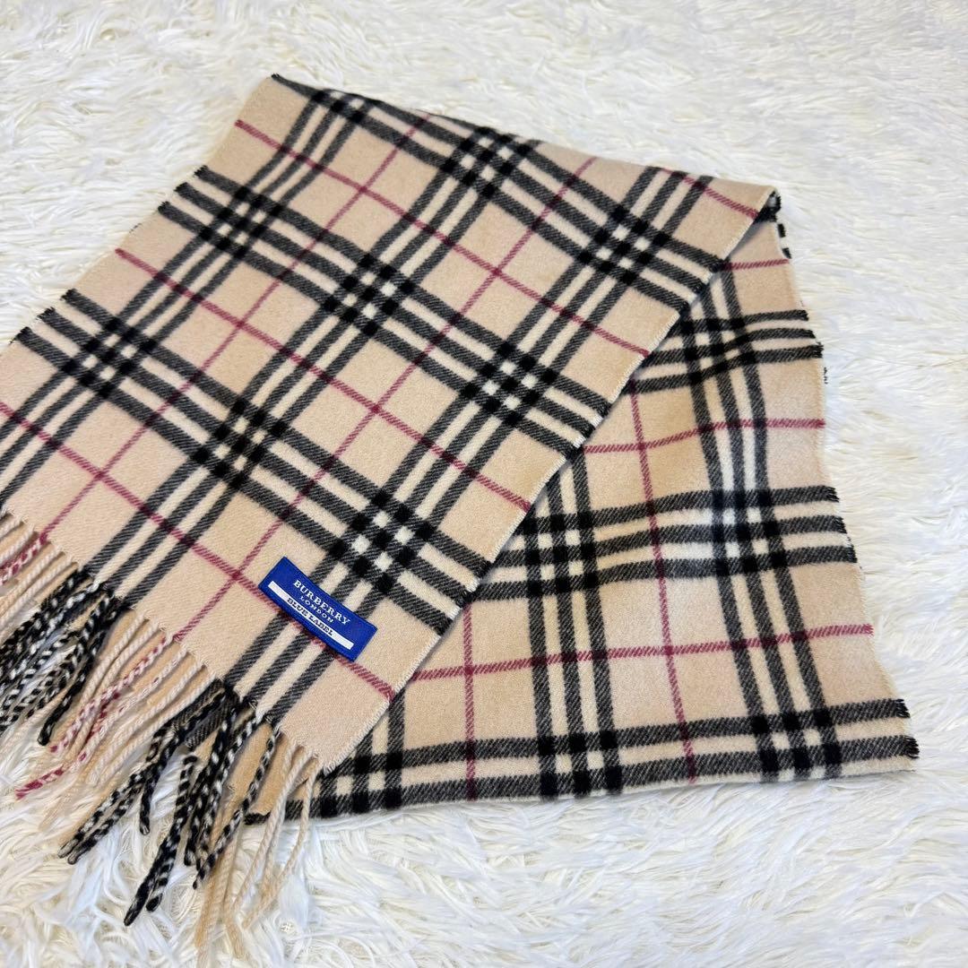 【バーバリーブルーレーベル】美品 マフラー カシミヤ混 レディース ノバチェック