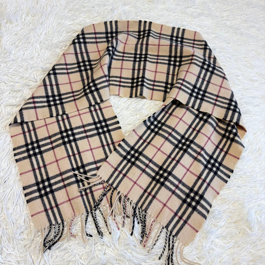 【バーバリーブルーレーベル】美品 マフラー カシミヤ混 レディース ノバチェック