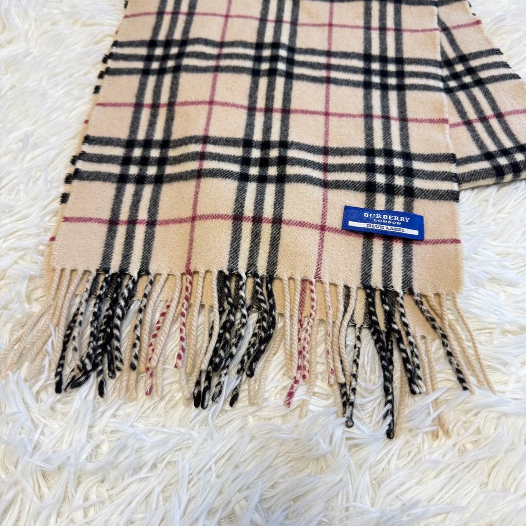 【バーバリーブルーレーベル】美品 マフラー カシミヤ混 レディース ノバチェック