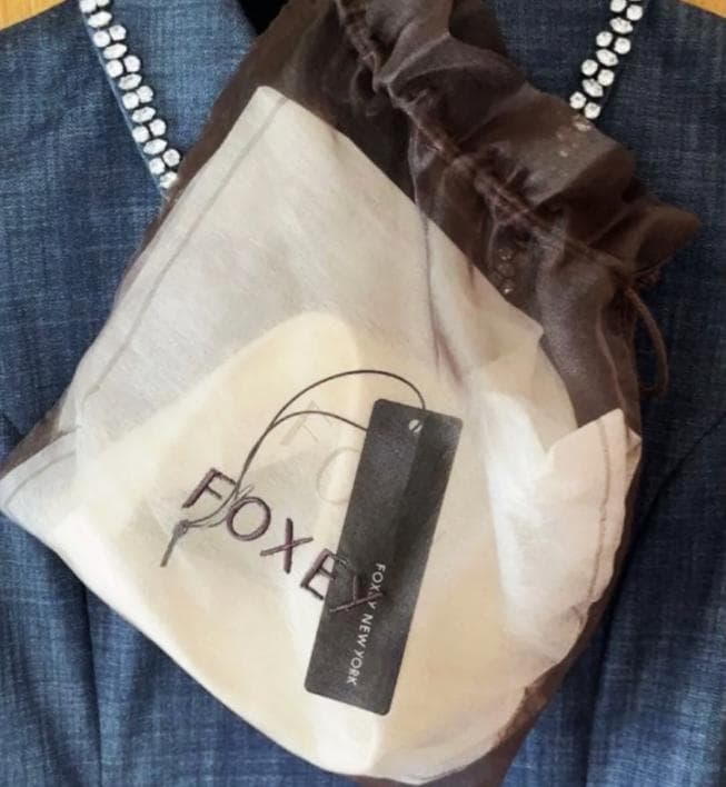 極美品 FOXEYフォクシー 3way 白襟 ビジュー襟 デニム ワンピース38