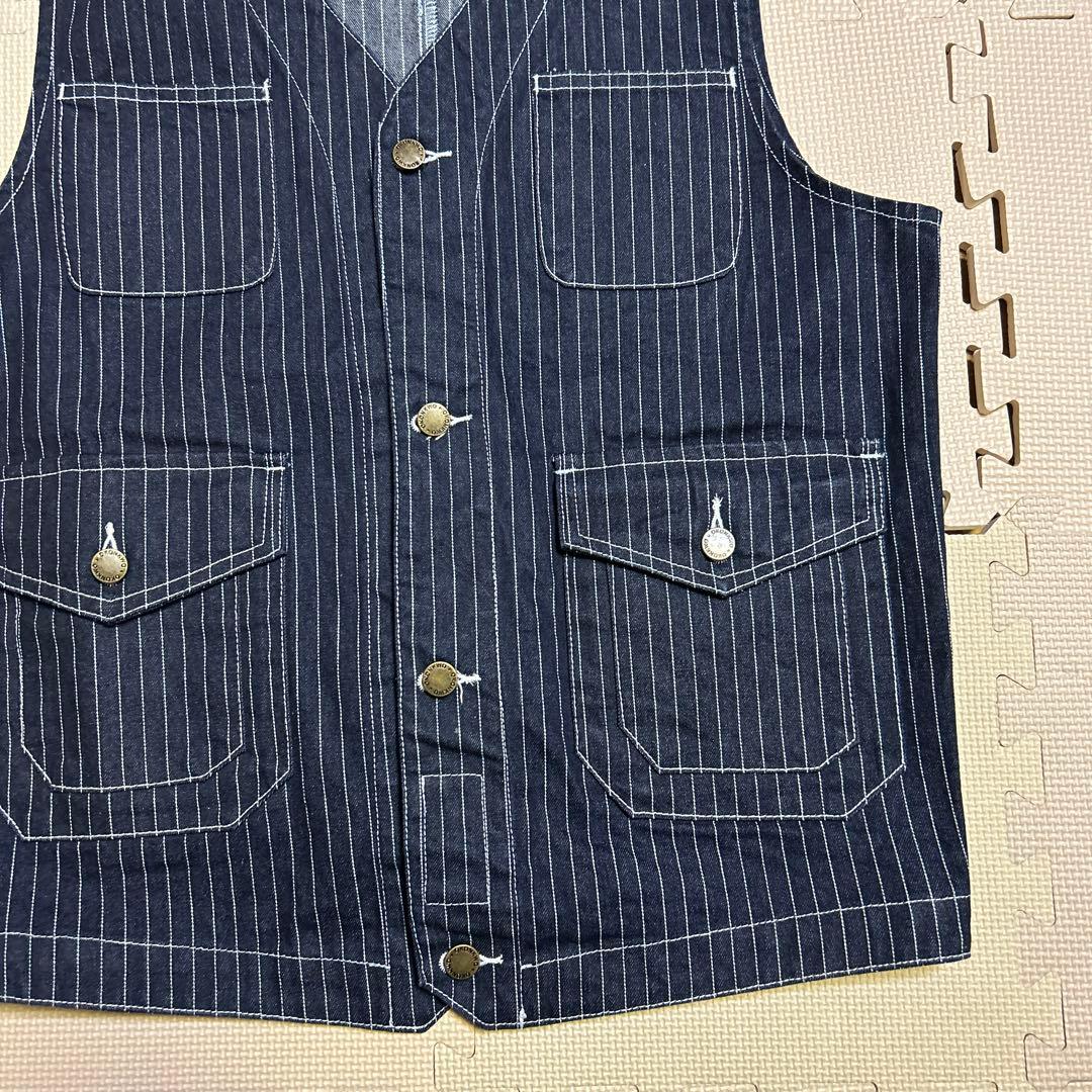 ウォバッシュ　デニム　アメカジ　XL ベスト　ミリタリー　ストライプ　瞬間セール