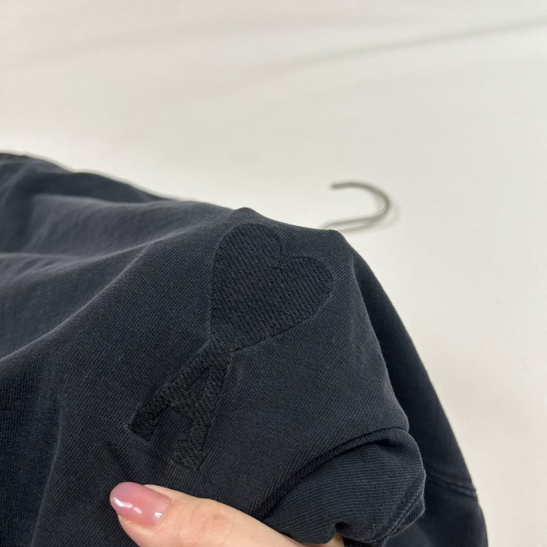 P877 XS アミパリス ロゴ刺繍 ユニセックス コットン カットソー メンズ