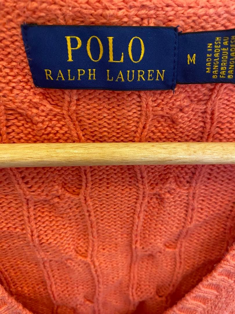 Polo Ralph Lauren ケーブルニットベスト M オレンジ