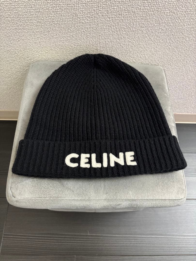 CELINE 黒 ニット帽　ビーニー　正規品　美品