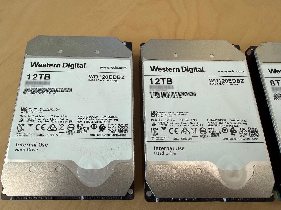 複数12TBx2／8TBx2／WD Elements Desktop／計40TB