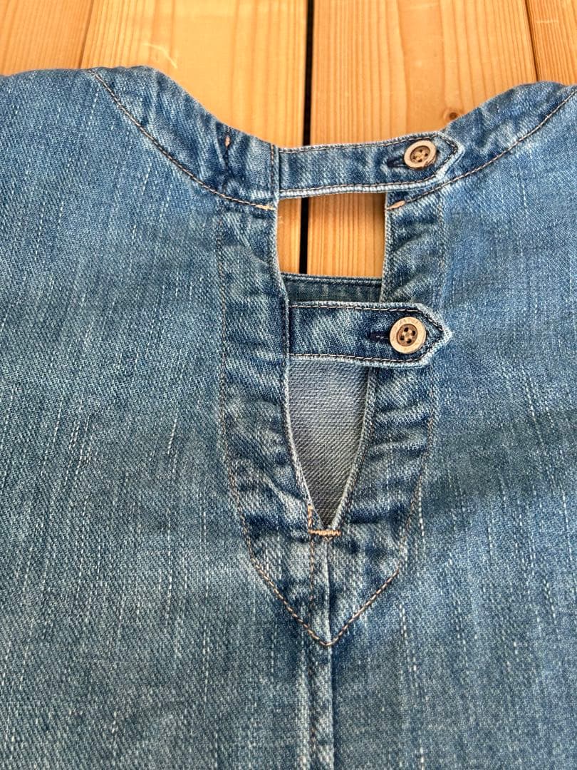 45R プチデニムのパフブリッジドレス　　インディゴ加工
