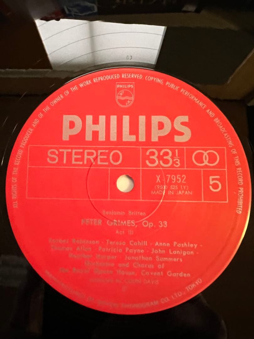 ブリテン歌劇ピーター・グライムズ コリン・デイヴィス指揮3LP 1979年記念盤