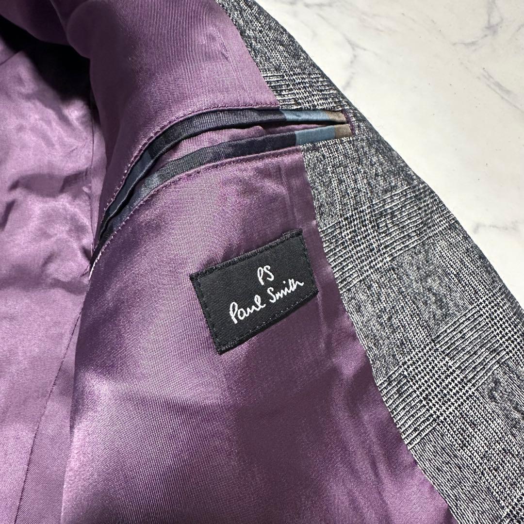 ポールスミスPaulSmith テーラードジャケット　グレー　チェック　裏地紫