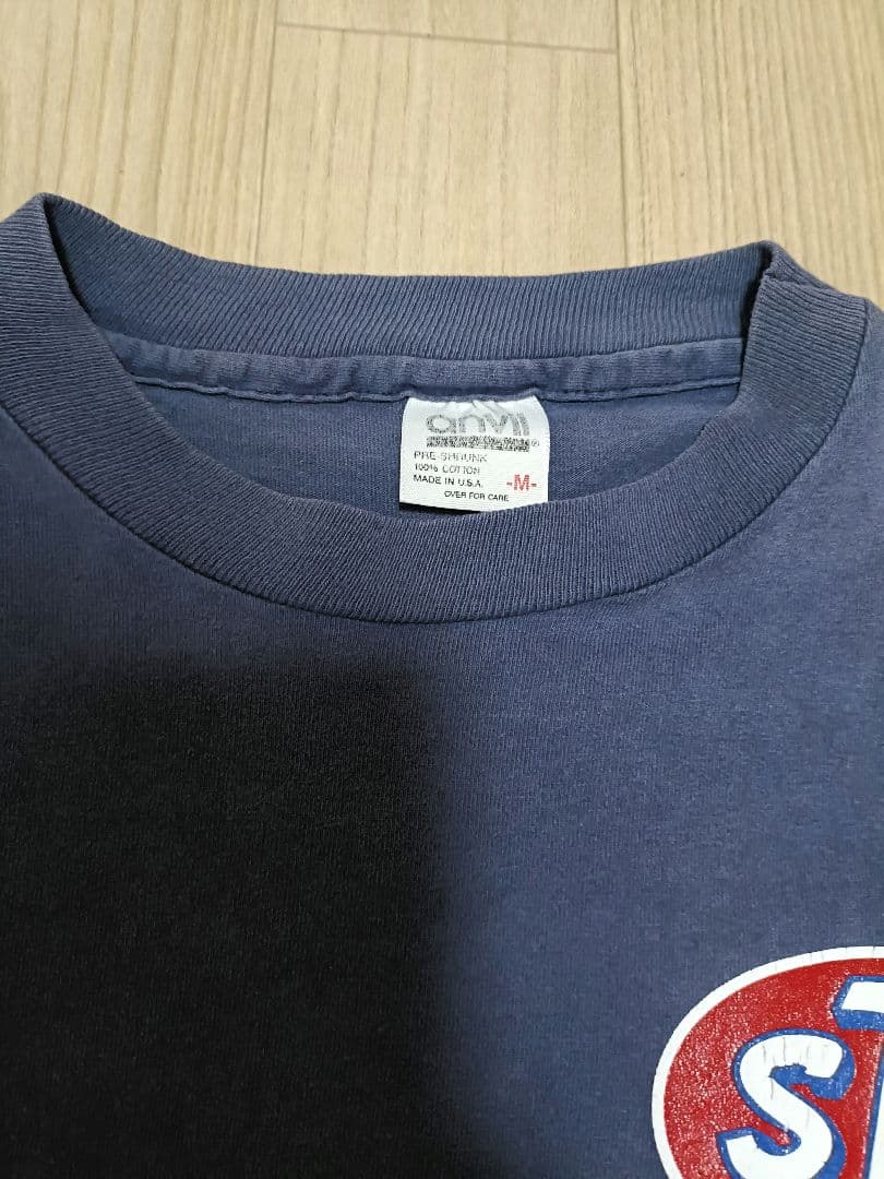 【M】 STP motor TシャツUSA製 anvil/袖裾シングル/茄子紺
