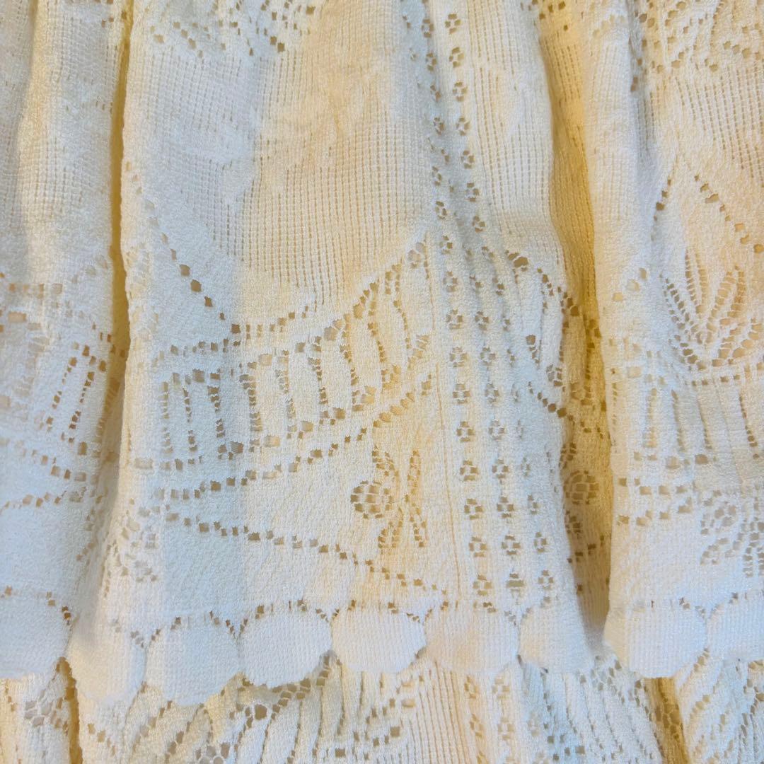 春夏 BCBGMAXAZRIA クリーム ティアードワンピース S