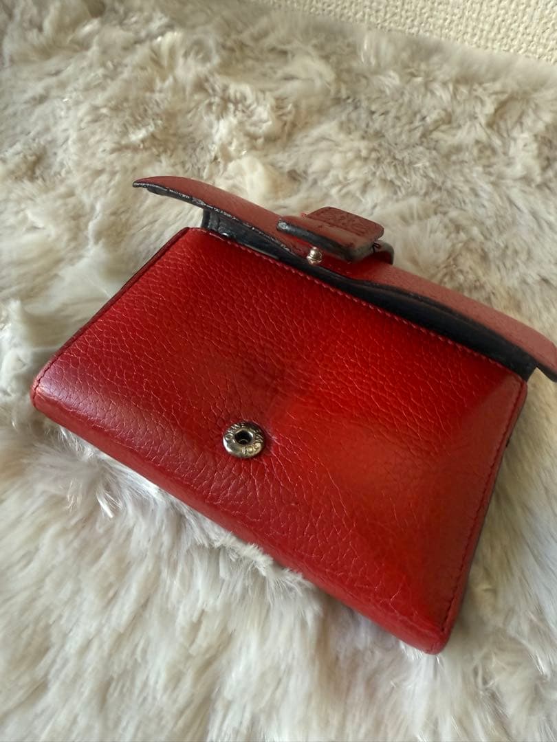 チ*コ様 LOEWE ロエベ レッド 赤 バーティカルウォレット スモール 三つ