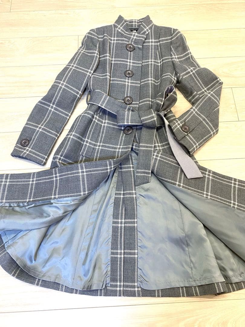 新品☆ミッシェルクラン ロングコート スカート セット チェック ウールカシミヤ