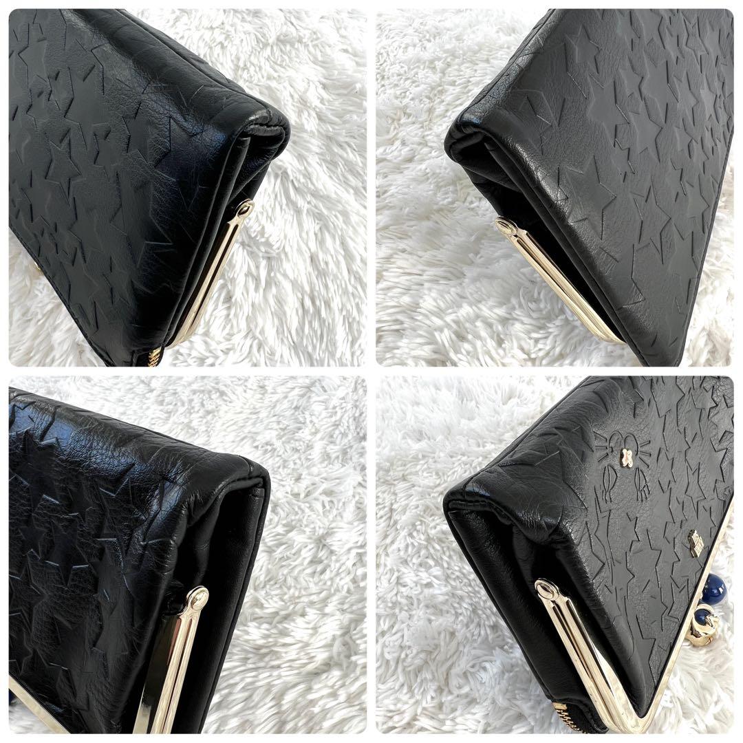 新品未使用✨アナスイ がま口 二つ折り 長財布　プレイングキャット 猫 星柄