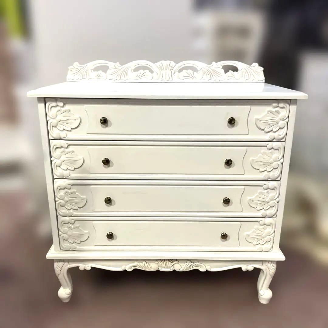 【姫家具】4段チェスト◆白訳あり品