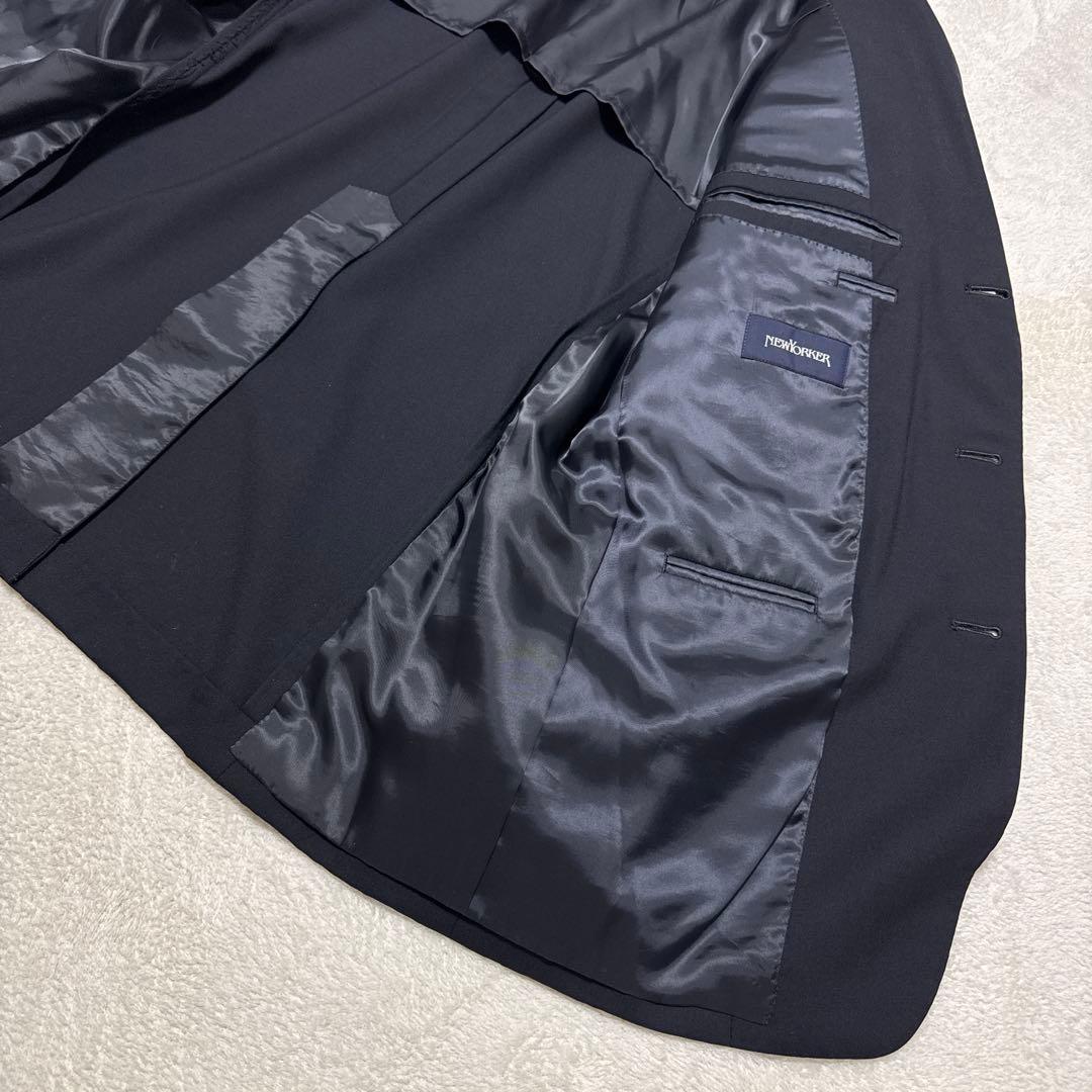 極美品 ニューヨーカー 紺ブレ 金ボタン XL 背抜き 春夏秋 ネイビー 濃紺