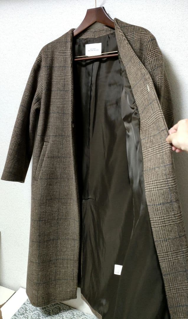 green label relaxing 34グレンチェックノーカラーコート