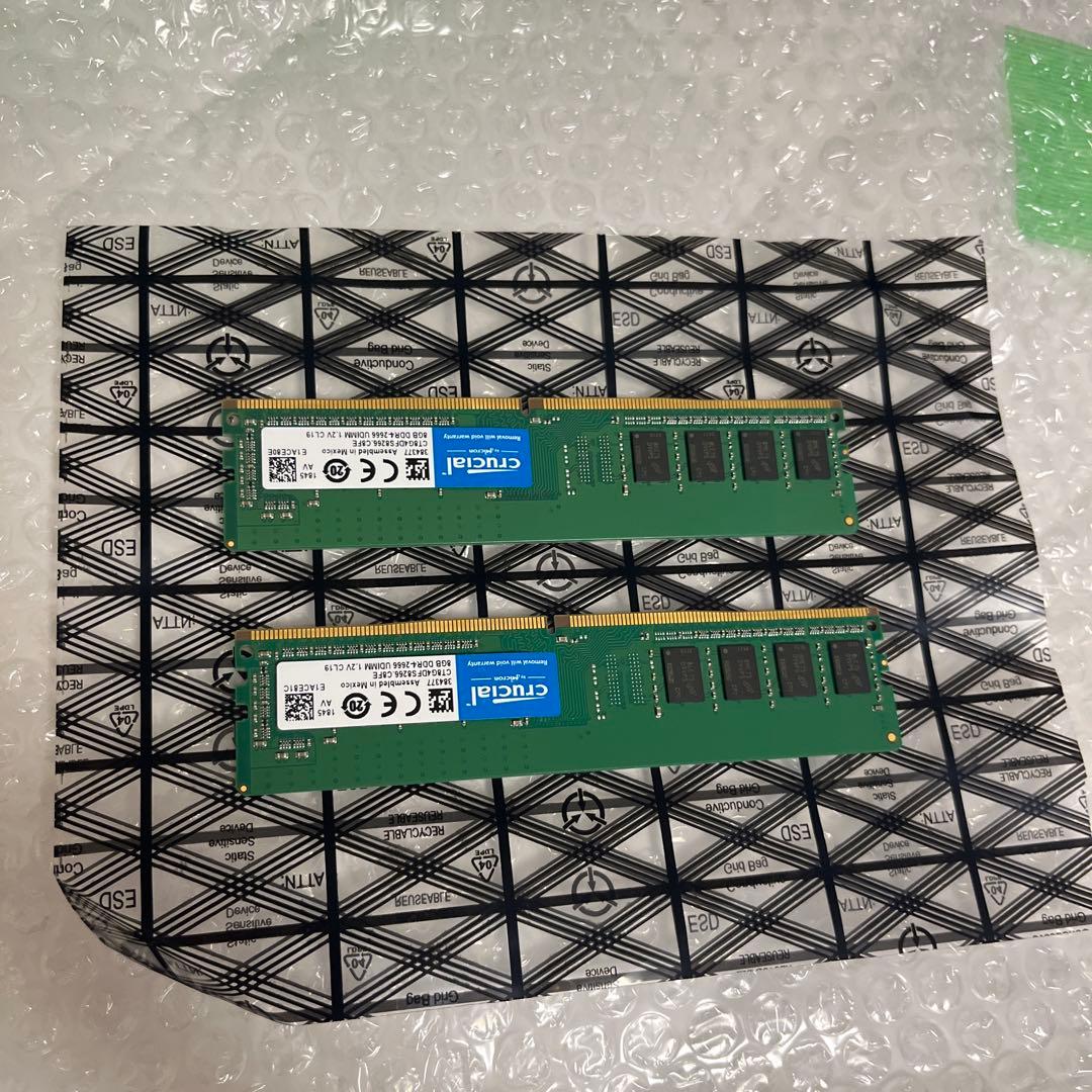 Crucial 8GB DDR4メモリー 2666MHz 2枚 16GB
