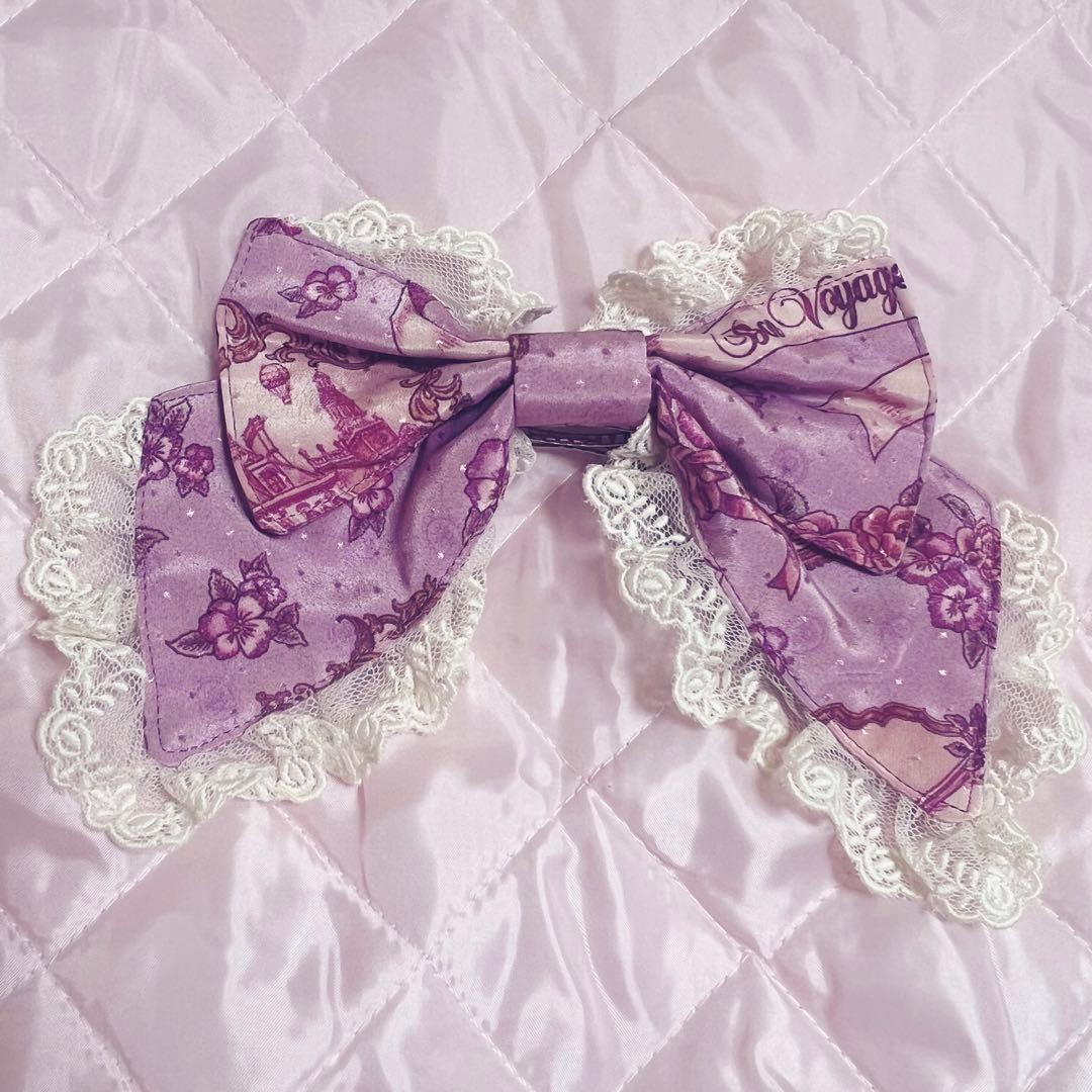 【美品】BABY, ジャンパースカート＆リボンバレッタ ラベンダー　JSK