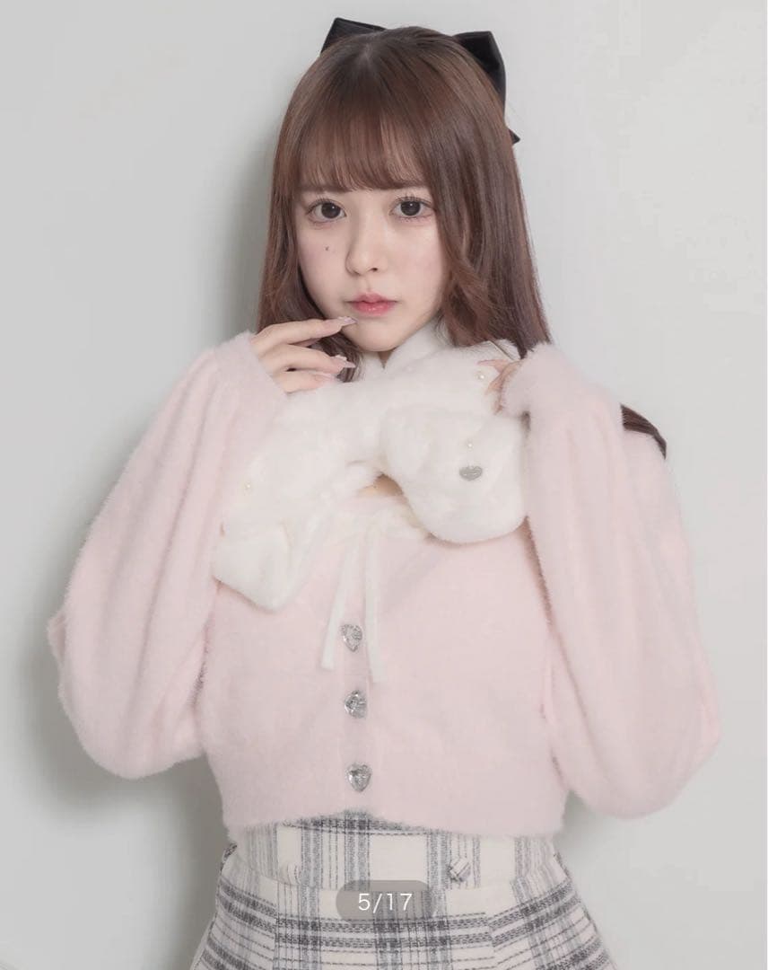 【新品未使用】pium ピウム ビッグリボンパールファーティペット ホワイト