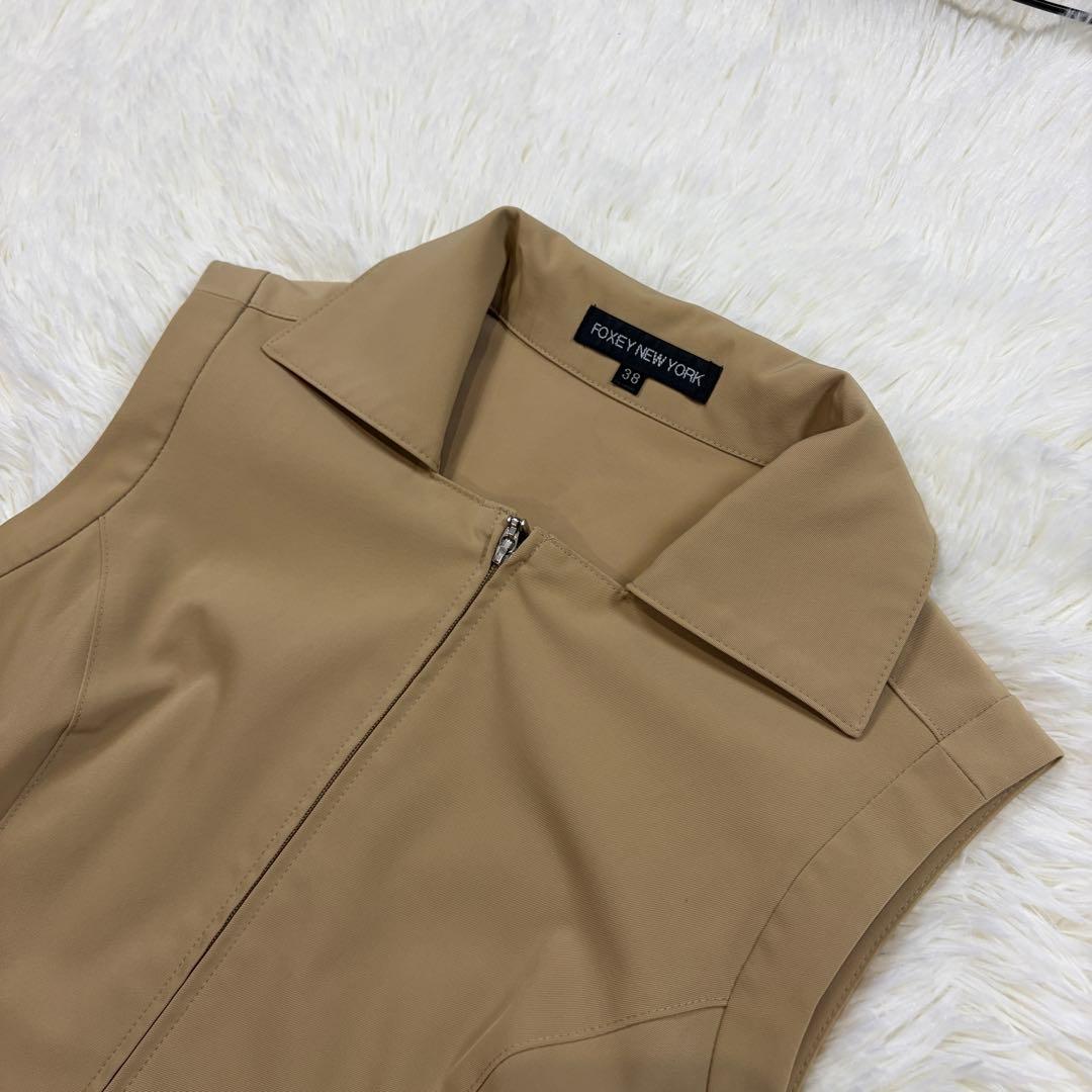 【美品】フォクシーニューヨーク ロング Aライン ノースリーブワンピース 38