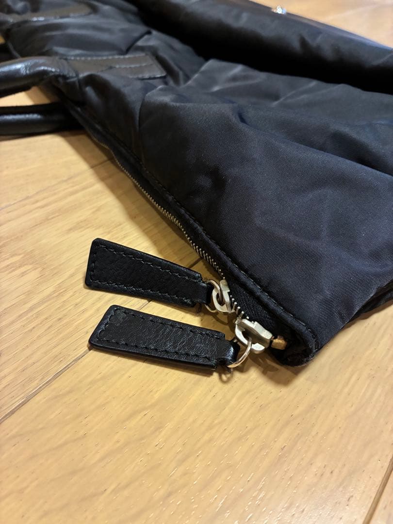 Yves Saint Laurent ブラック ボストンバッグ ナイロン×レザー