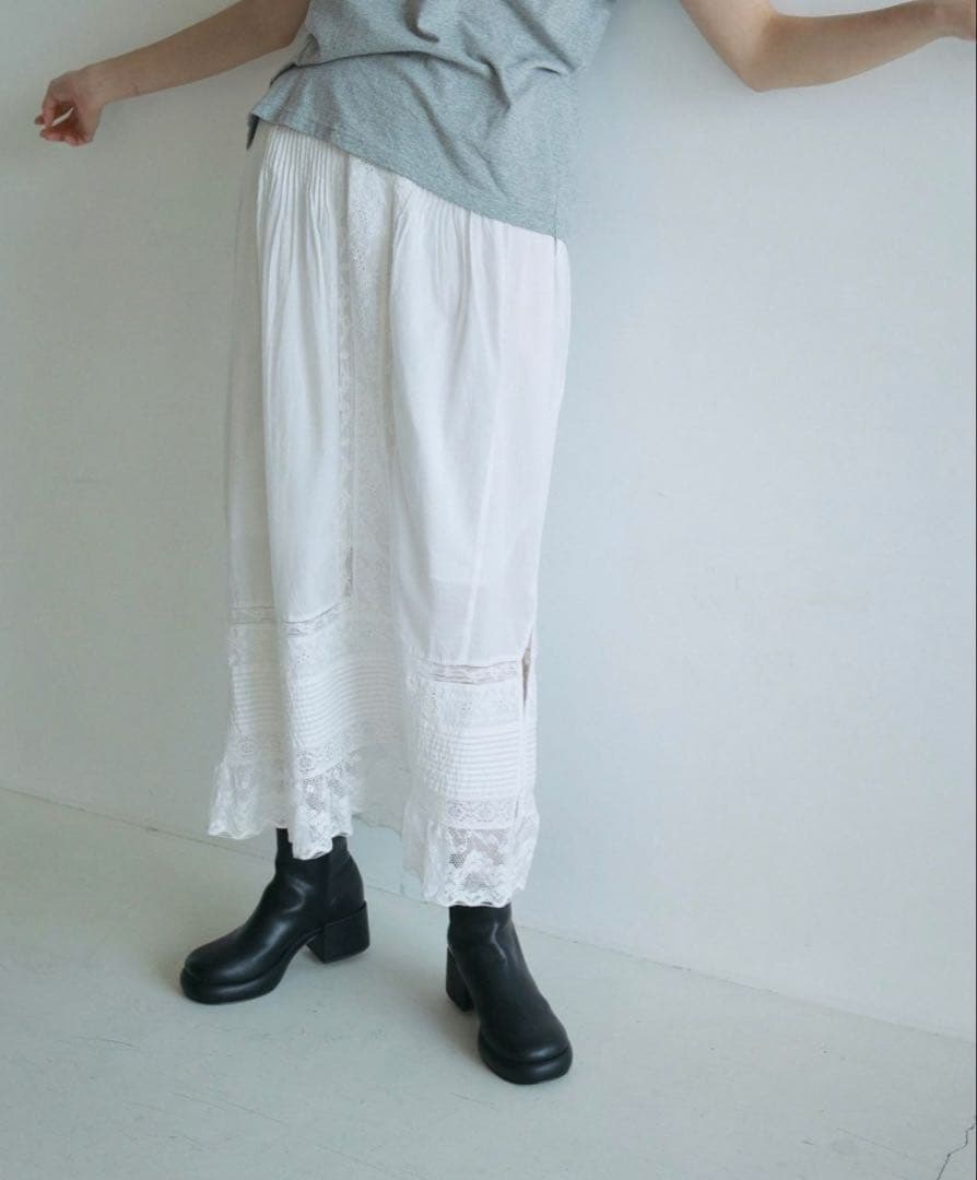 【anuke】Tuck Lace Skirt