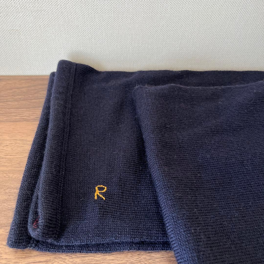 45R ニットマフラー　紺　ネイビー　 毛100% 定価13200円