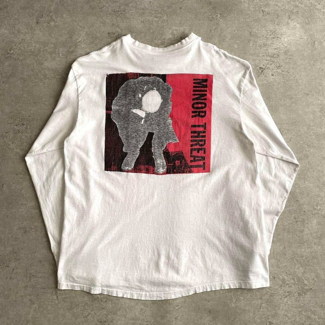 80s 90s MINOR THREAT ロンT Tシャツ USA製 白 XL