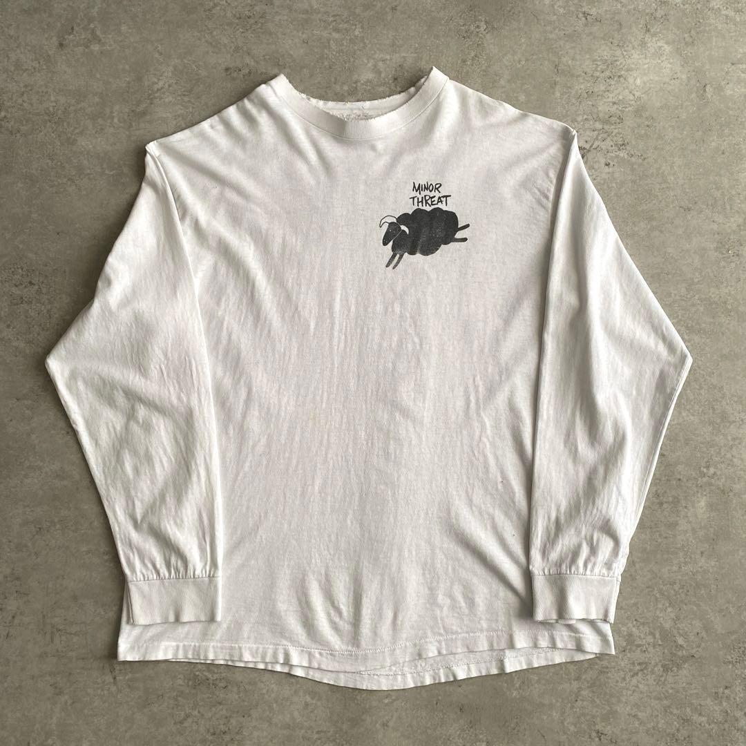 80s 90s MINOR THREAT ロンT Tシャツ USA製 白 XL
