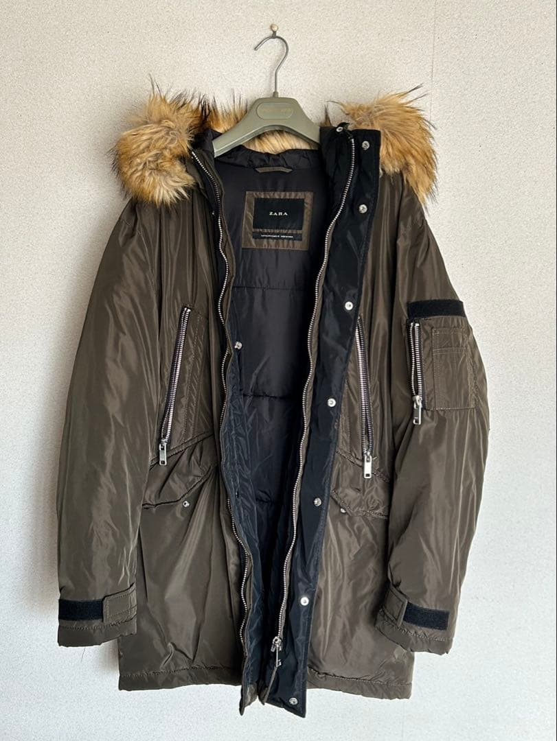 ZARA 中綿 モッズコート L カーキ