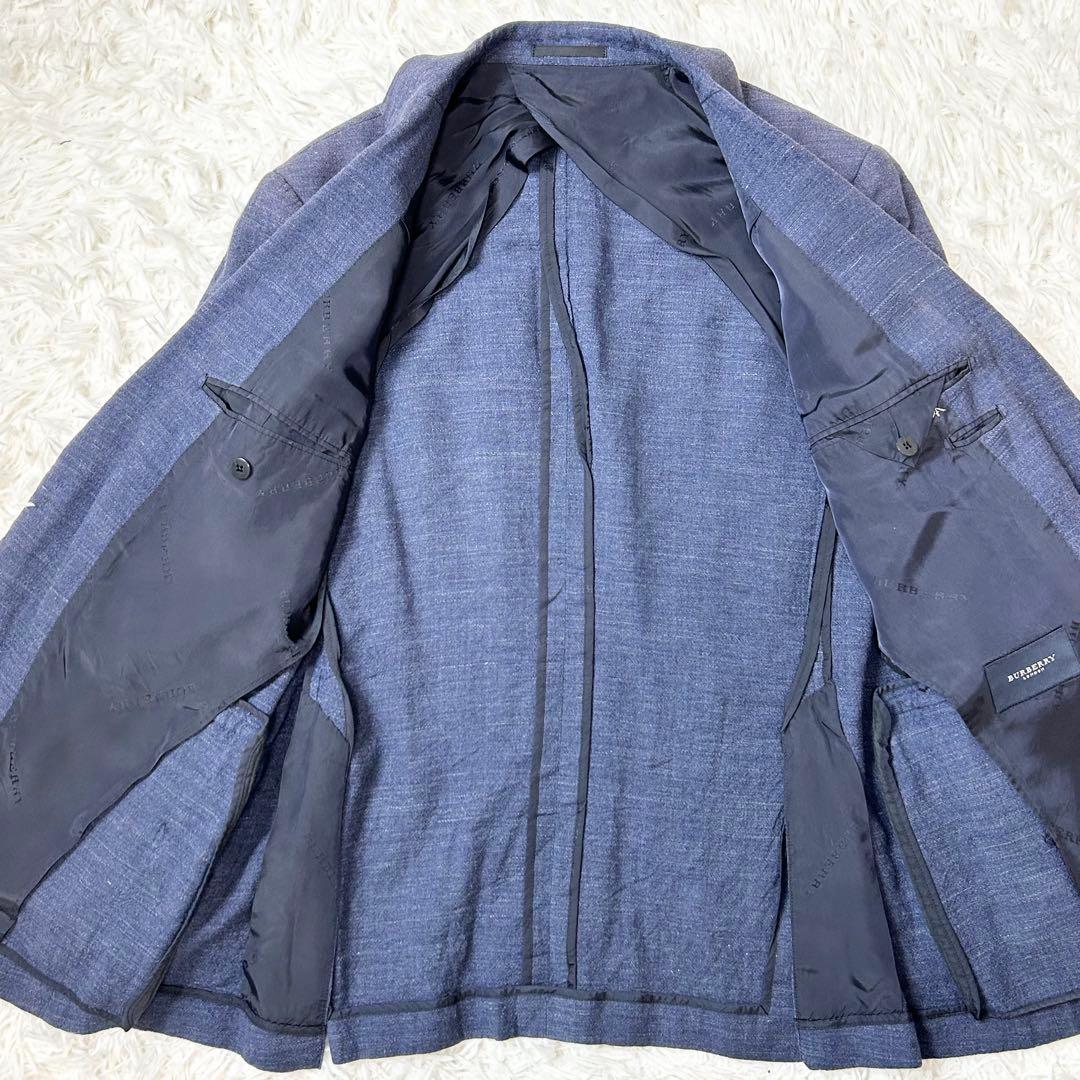Burberry London テーラードジャケット 麻 リネン デニム風 M